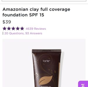 tarte Makeup - Tarte Amazonian clay full coverage foundation tarte Makeup - Tarte Amazonian clay full coverage foundation